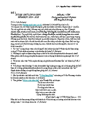 3 Đề thi thử vào Lớp 10 THPT môn Ngữ văn - Năm học 2019-2020 - Nguyễn Thủy